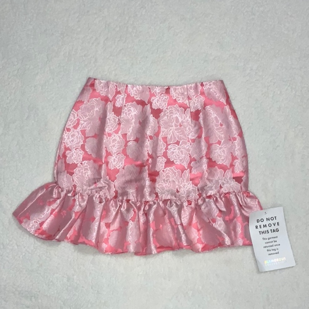 NWT Glamorous Collection Pink Floral Skirt (Size 6)